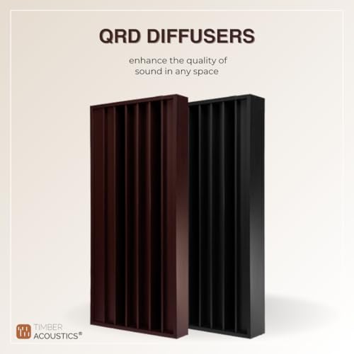 Image of Timber Acoustics QRD Sound Diffusers | Pine-wood | 484-2260 Hz | Acoustic Room Treatment (2' x 4' x 5'', Black)
