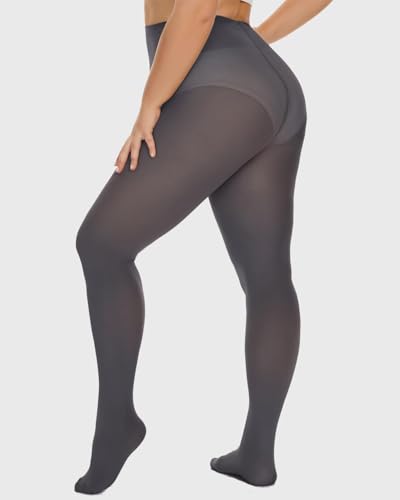 Image of DUCMODA Plus Size Tights for Women, Ultra Soft Solid Color Semi-Opaque Pantyhose, Nylon High Waist Stockings 1X 2X 3X 4X