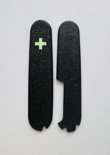 Replacement Covers For Victorinox Scales Plus 91mm Plastic Handles With Extra Pen Slot And Glowing Cross (Black)