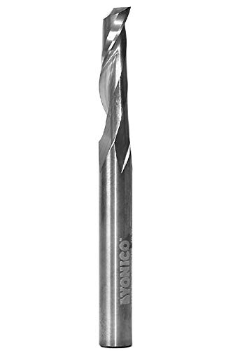 Yonico Router Bits CNC End Mill Solid Carburo Espiral 1 Flauta Upcut 1/4 Pulgada Dia. 1/4 Pulgada Vástago 31115-SC