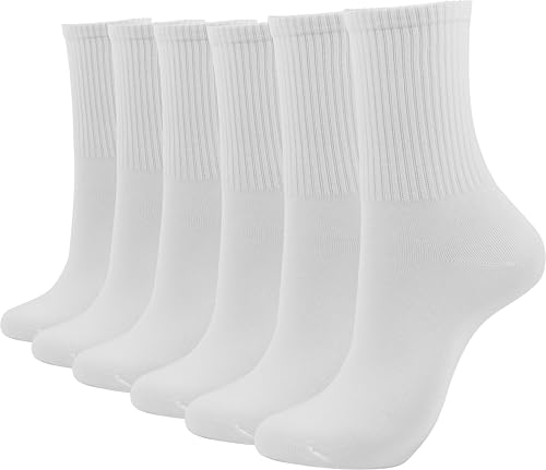 BenSorts Women Thin Crew Sock Casual Cotton Calf Socks 6 Pairs Size 5-10