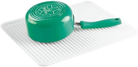 iDesign Lineo Dish Drainer Mat, Small Silicone Draining Board Mat for Kitchen Sinks, Clear