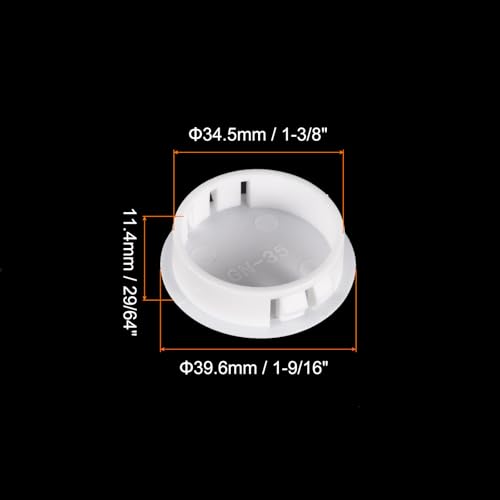 Image of uxcell 1-3 /8 inch Plastic Hole Plugs, 26Pcs Flush Type Panel Round Snap in Fastener Knockout Locking Plugs for Furniture Insert End Caps Panels, White