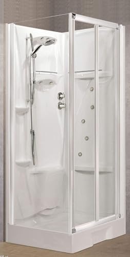 Novellini New Holiday SF Idromassaggio 100x80 cm Cabina Doccia Multifunzione Apertura 2 Ante Soffietto Pannelli Reversibili Miscelatore Termostatico Vetro Trasparente Profilo Bianco Doccetta H 206 cm