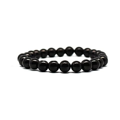 Pachamama Essentials 8 mm Authentic Shungite Bead Bracelet Stretchy From Karelia Region Russia, Crystal Protection, Spiritual Healing (Beads) Cover