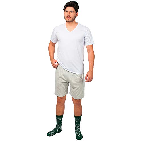 Conjunto Pijama Masculino Básico Part.B Verão (G, Branco e Cinza)