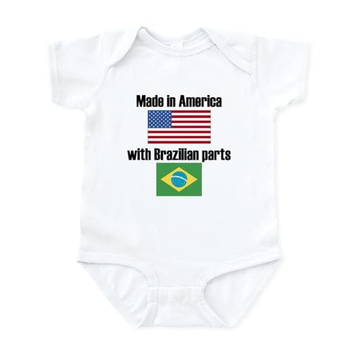 CafePress Made in America with Brazilian Parts Body Suit Cute Infant Baby Bodysuit Romper Cloud White
