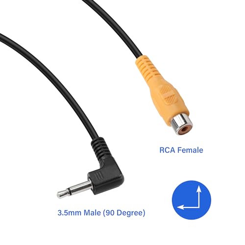 PNGKNYOCN 1/8 inch TS to RCA Short Cable ,2 Pack Right Angle 3.5mm Mono Male Plug to RCA Female Jack Audio Adapter for Speakers Subwoofer,Amplifier(20cm) - Image 2