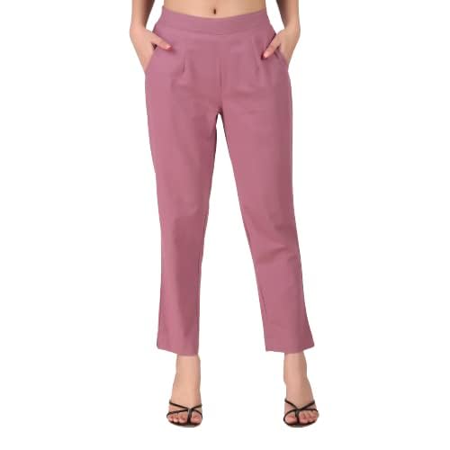 Women's 100% Cotton Casual Pant | Ankle Length Regular fit Cotton...