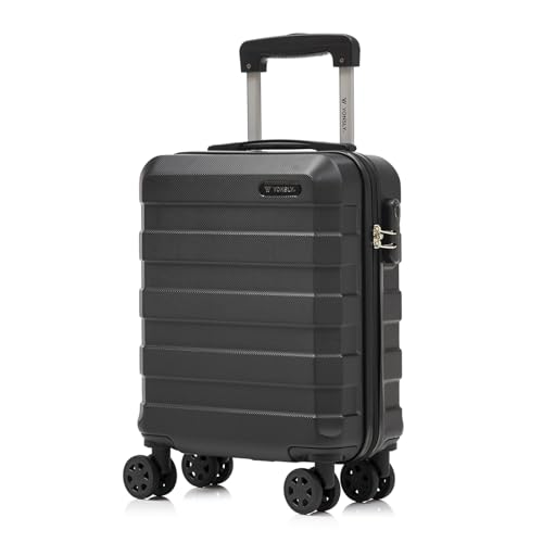 yonsly Trolley Reisekoffer, Rollkoffer Handgepäck, Travel Suitcase Hartschalenreisekoffer mit 4 Rollen 360°, Zahlenschloss, Weicher Gummigriff (S, Schwarz)