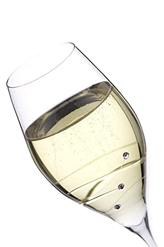 DIAMANTE Swarovski Prosecco Glass Single 'Spiral' Design with Swarovski Crystals, Transparent - Image 3