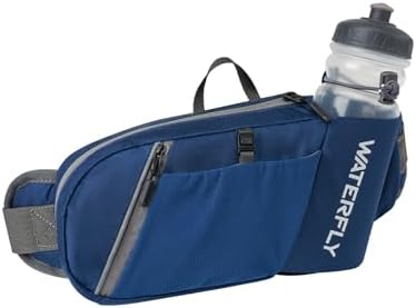 WATERFLY Bauchtasche Herren Damen mit Flaschenhalter Sport Gürteltasche | Atmungsaktive Rückenpolsterung, Verstellbarer Taillengürtel, Wasserabweisend, Sportliche Hüfttasche für Wa