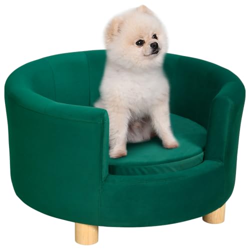 PawHut Hundesofa Hundecouch Waschbarer Bezug Katzensofa unter 4,5 kg Grün