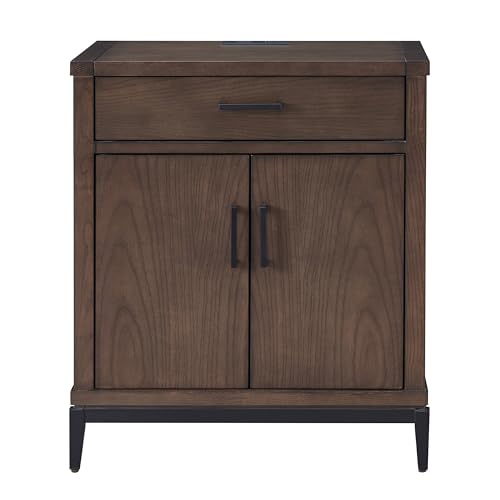 Image of Leick Home Julien Nightstand Side Table, 24 inch, Coffee Bean, Matte Black