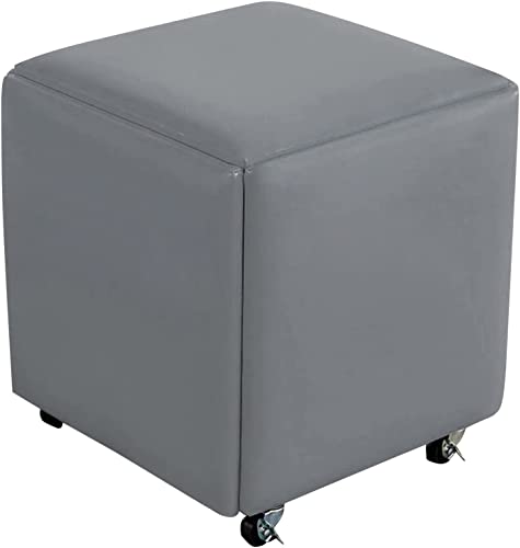Tabouret repose-pieds empilable en cuir et peluche à roulettes pour bureau et maison