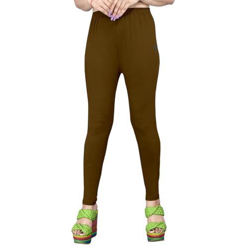 Image of Women's Solid Mid Rise Slim Fit Ankle Length Leggings - Comfortable and Stylish Yoga Pants for Workout, Running and Everyday Wear