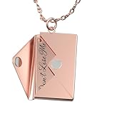 Charmify Collar personalizado con letra de amor – Collar con medallón grabado personalizado para mujeres y niñas, regalo significativo de cumpleaños o conmemorativo para novia, madre o hija (oro rosa