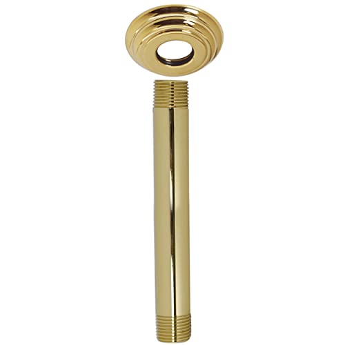 Westbrass 1/2" Ips X 6" Ceiling Mounted Shower Arm With Flange, Polished Brass, D3606A-01 #TOP3