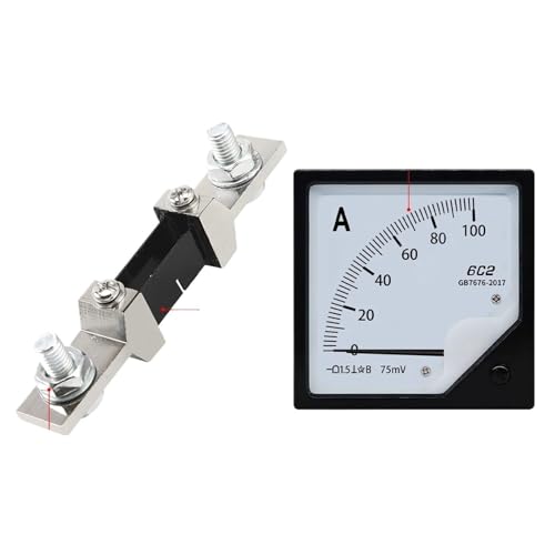 Ampèremètre CC 6C2 avec cadran de lecture mécanique 300A et shunt 75mV