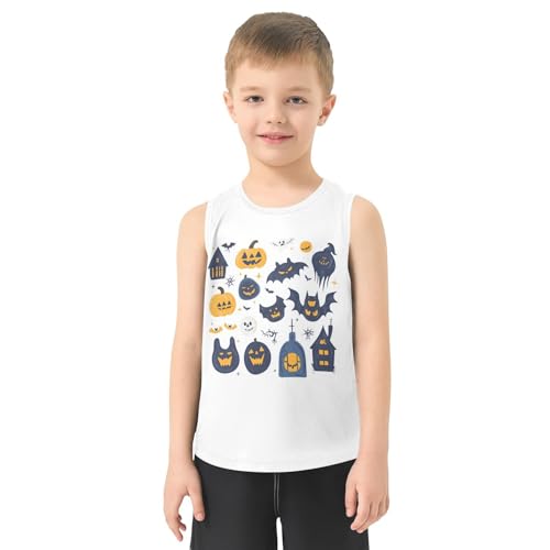 Boys Tank Top Shirts Cartoon Halloween Pumpkin Sleeveless T-Shirts Crew Neck for Kids Clothing Children2