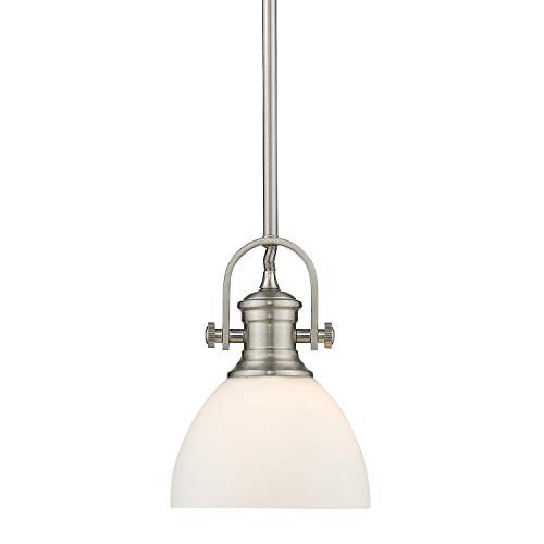 Golden Lighting 3118-M1L PW-OP Hines Mini Pendant, Pewter with Opal Glass