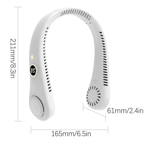 Image of Portable Neck Fan Bladeless Wearable Cooling Fan 360 Airflow Hair-Safe Hanging Design 3-Speed Adjustable Rechargeable 2000mAh for Home Office Travel Outdoor