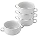 Price comparison product image Jean-Patrique Set of 4 White Classic Culinaria Double-Handled Small Hearty Soup Bowls, Dishwasher Safe