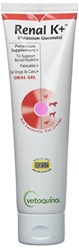 Vetoquinol Renal K+ (Potassium Gluconate) Potassium Supplement Gel for Dogs and Cats, 5oz