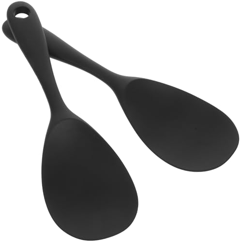 EXAOMBLE 2個 シリコン製ライススプーン 非粘着加工 耐熱調理用 キッチンツール 食洗機対応 炊飯器用しゃもじ 米 ポテトスパチュラ