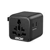 LENCENT Universal Travel Plug Adapter,International Power Adaptor with Dual AC Outlet, Worldwide Wall Charger for US to Europe UK Iceland Spain Italy France Australia(Type C/G/A/I),Black