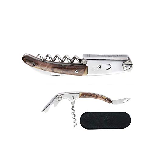 Vine wood CLOS Laguiole corkscrew with leather case