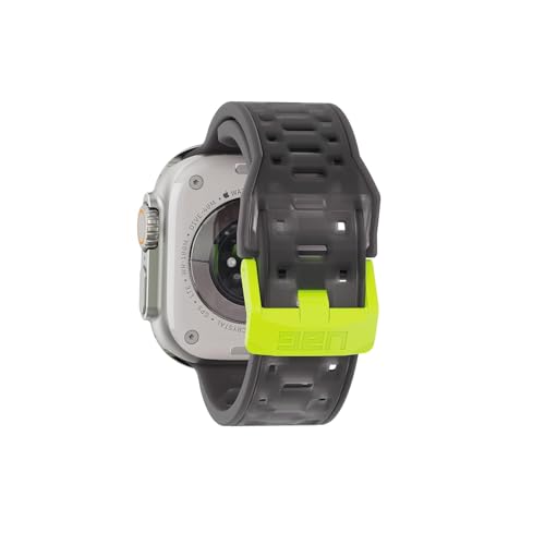 Image of Urban Armor Gear UAG Replacement Watch Strap, Civilian Strap / Watch Band Designed for Apple Watch (49mm / 46mm / 45mm / 44mm) (Series 4-11 / Ultra 3 / Ultra 2 / Ultra /SE / SE2 ) (Watch NOT Included) - Smoke /Active Neon
