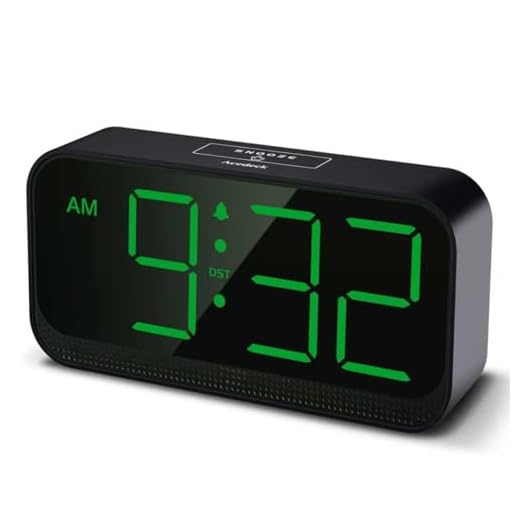 Battery Operated Digital Clock: Cordless Small Alarm Clock for Bedroom Travel - Large Numbers 4 Dimmers for All Ages Green Digits