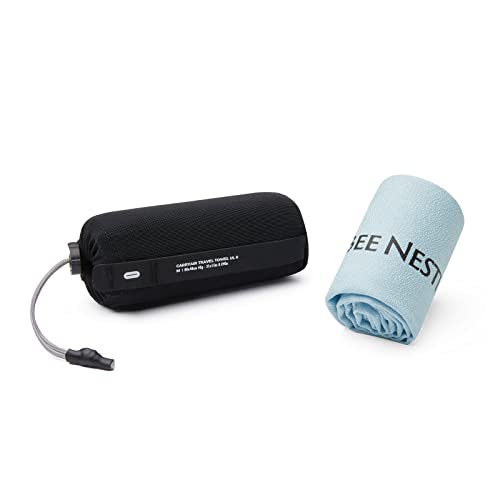 BeeNesting超軽量速乾タオルの M&S 2点セット マイクロファイバー製 でコンパクトな収納ポケット付きスポーツタオル バックパッキング 旅行 ビーチ ジム キャンプ スイミング ヨガ