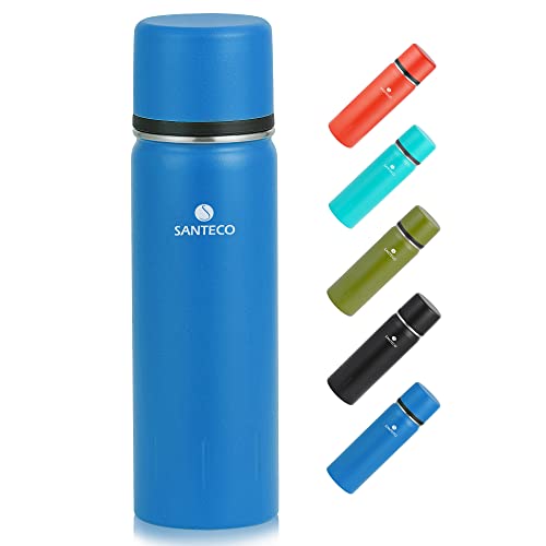 SANTECO Thermoskanne Thermosflasche Edelstahl 1l 500ml Auslaufsicher Isolierflasche mit Trinkbecher für unterwegs Kaffee & Tee für Kinder Sport BPA-Frei 24H Kalt & 12H Heiß