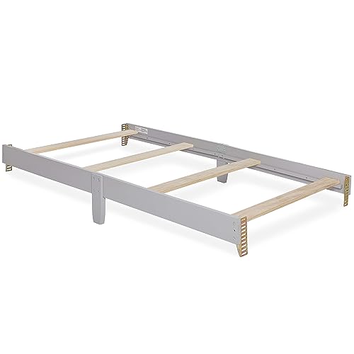 Image of Dream On Me Mini Crib Bed Rail in Pebble Grey, Converts Mini Cribs to Twin Size Beds, Solid Wood Construction