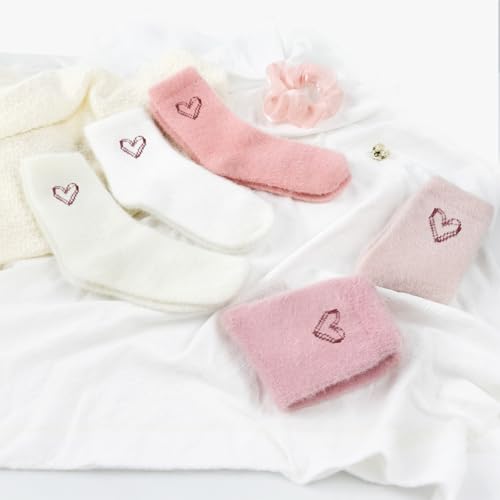 5 Pairs Fuzzy Socks for Women, Fluffy Warm Slipper Winter Cozy Socks for Spa Home Sleeping4