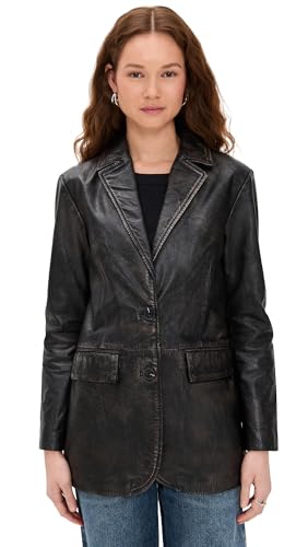 Avec Les Filles Women's Genuine Leather Oversized Blazer