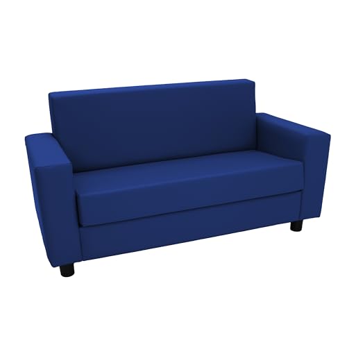 Factory Direct Partners SoftScape Inspired Playtime Classic Reading Sofa, Children's Commercial-Grade Upholstered Furniture for Home, Daycare, Preschool, Library; Comfy Modern Design - Blue, 14473-BL