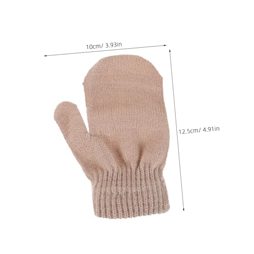 UPKOCH Knit Mittens for Winter Extra Thick Warm Gloves for Boys and Knitted Design Light Brown for Cold Weather Protection2