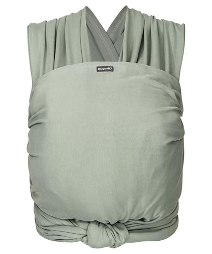 Hoppediz Elastisches Baby-Tragetuch - für Neugeborene ab Geburt (2-9 kg) - aus Bio-Baumwolle - Salbei 4,60 m, Grün