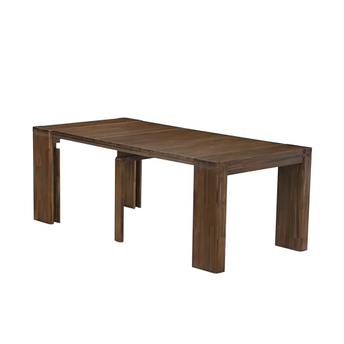 Image of X12X1-008-04 - 13 Pieces Modern Dining Set contains an Extendable Rectangle Kitchen Table and 12 Stackable Polyester Fabric Dining Chairs, 39x120 Inch, Antique Walnut