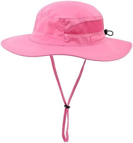 Connectyle Kids Wide Brim Sun Hat for Beach Quick Dry Bucket Safari Hats for Summer M Hot Pink