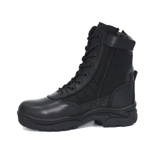 Image of INTAN Mens Military Tactical Work Boots Side Zipper Leather Motorcycle Combat shoes.
