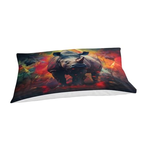 Housse de couette rhinocéros 3D 135x200 infroissable à fermeture éclair