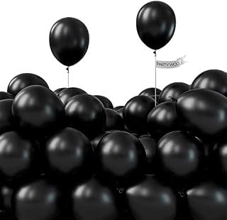 PartyWoo Black Balloons, 100 pcs Latex Balloons for Birthday Party, 5 inch Party Balloons, Helium Balloons, Wedding Balloons, Happy Birthday Balloons, Graduation Decorations, Party Decorations