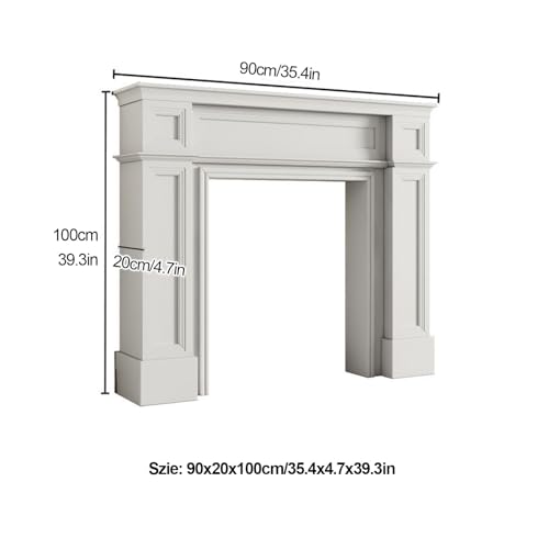 WEIDPHL Modern Simple Fireplace Surround, Wooden Home Decorative Cabinet Mantel Surround, Decorative Fireplace Shelf, Traditional Wood Console-Table, Rectangular Entryway Table,Brown,Small