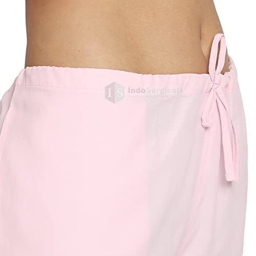 Image of IS IndoSurgicals Faux Wrap Scrub Suits for Doctors Women OT Dress (XXS, Light Pink)