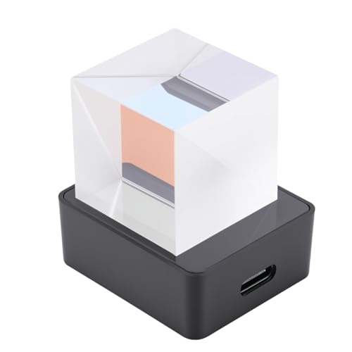 Goshyda Cubo de Cristal Holográfico 3D con Reloj Digital y Clima, Reproductor de álbum de Fotos de Animación GIF LED para Decoración de Escritorio y Coche