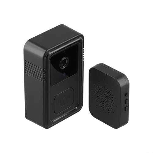 YJDOORPLAY Sonnette vidéo HD sans fil, avec interphone bidirectionnel, fonction de changement de voix, sonnette intelligente WiFi pour la sécurité de la maison (noir)